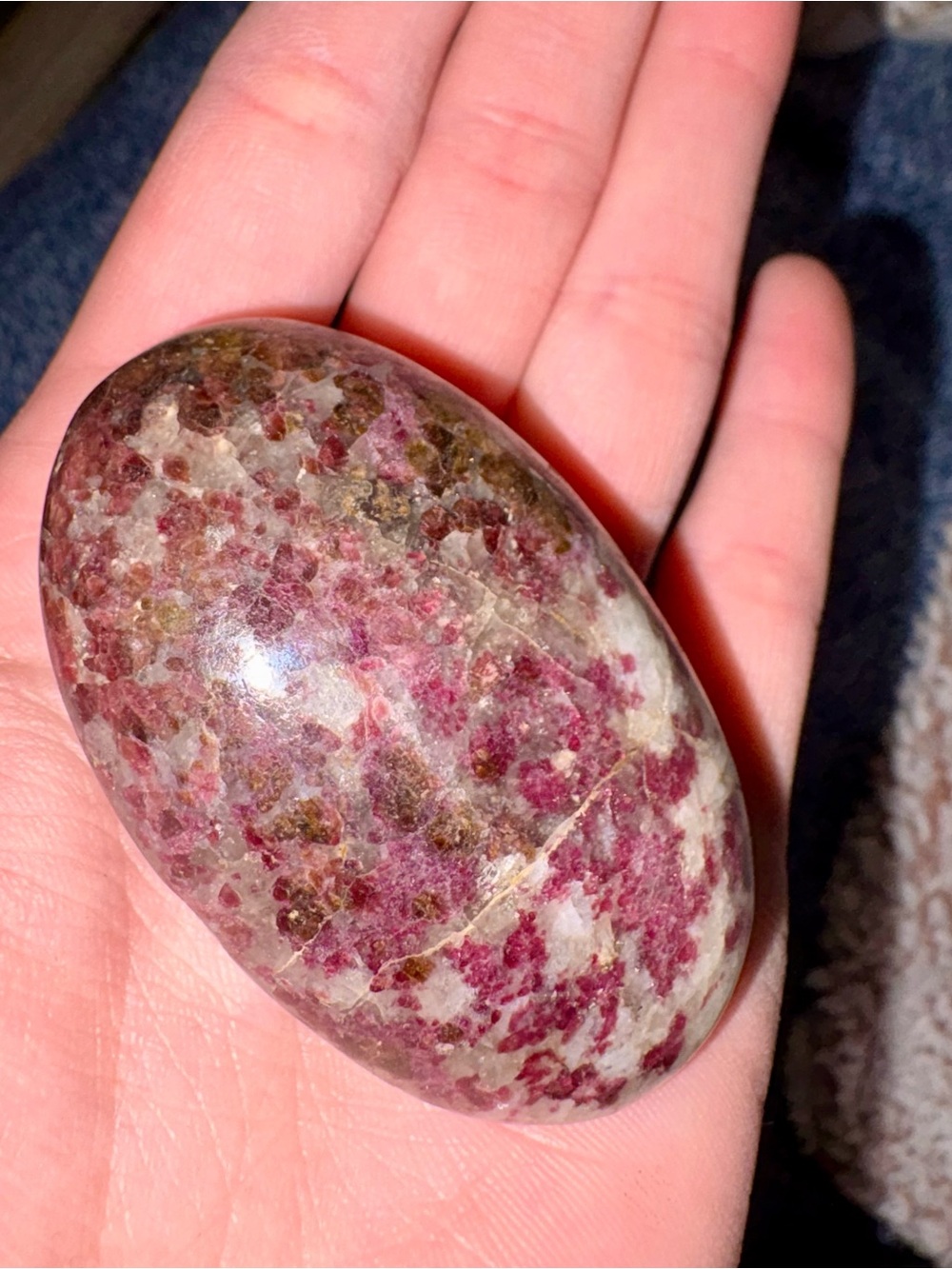 Polished Pink and White Stone Palm Palmstone